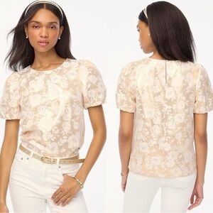 NWT J. Crew Jacquard puff-sleeve top - Small